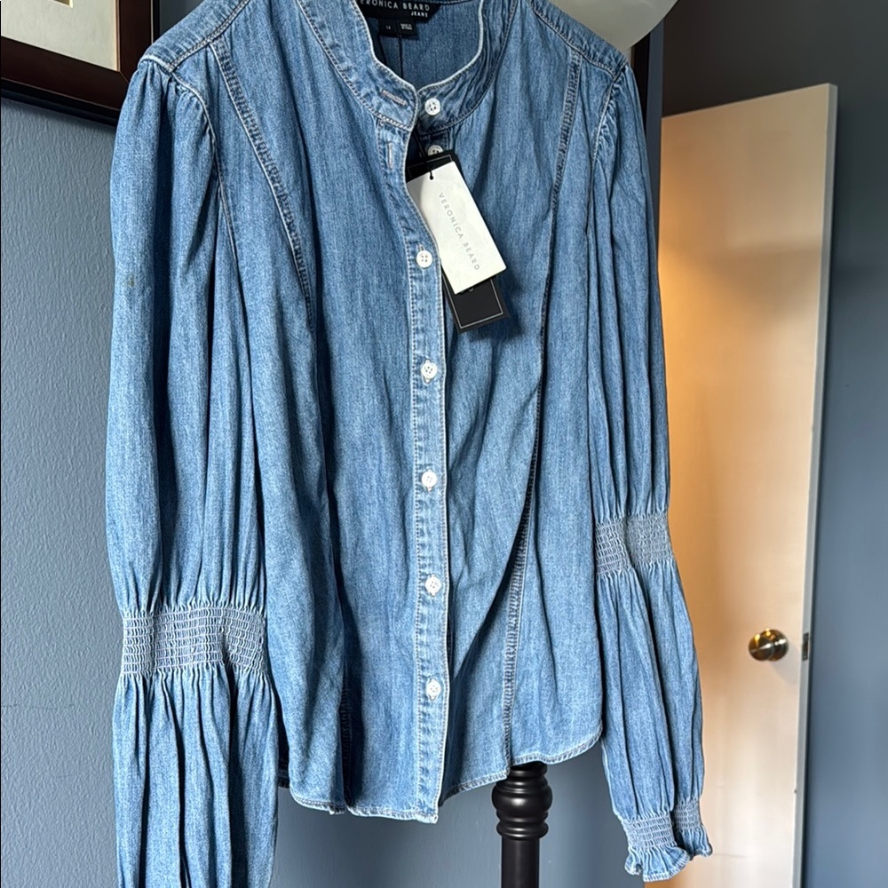 Veronica Beard Chambray Button-Up Top
